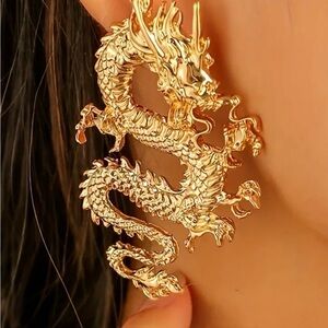 New. Large Gold Dragon Stud earrings
